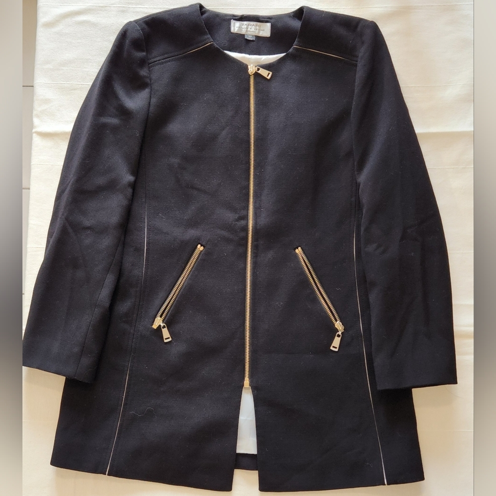 Tahari Black Coat with Gold Accents